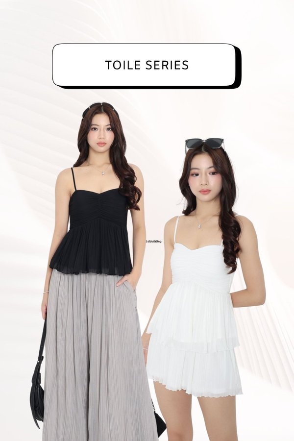 (PREORDER) *TPZ HOUSE OF PLEATS* VELLA MESH BABYDOLL PLEATED TOP (TOILE MULTIPLE COLOURS)