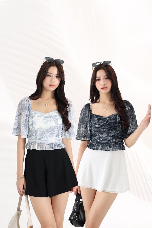 (PO ETA - END NOV TO EARLY DEC) *TPZ LUXE MESH* DESTINY FLUTTER SLEEVES TOP (MULTIPLE COLOURS)