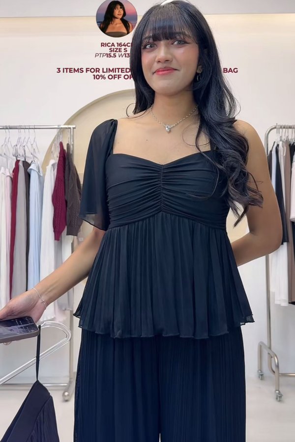 (PREORDER) *TPZ HOUSE OF PLEATS* VELLA MESH BABYDOLL FLUTTER TOP (MULTIPLE COLOURS)