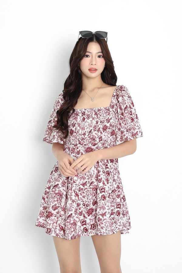 (PREORDER) *TPZ* ELLESTER FLUTTER DRESS ROMPER *WITH DETACHABLE SHORTS* (TOILE DE ABUNDANCE COLOURS)