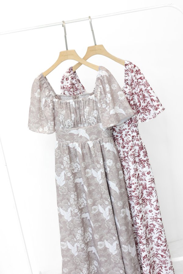 (PREORDER) *TPZ* ELENA FLUTTER RUCHED MIDAXI DRESS (MULTIPLE COLOURS)