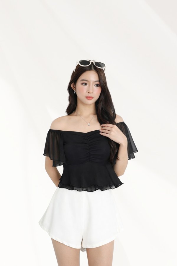 *LUXE MESH* DYNASTY BABYDOLL FLUTTER TOP (MULTIPLE COLOURS)