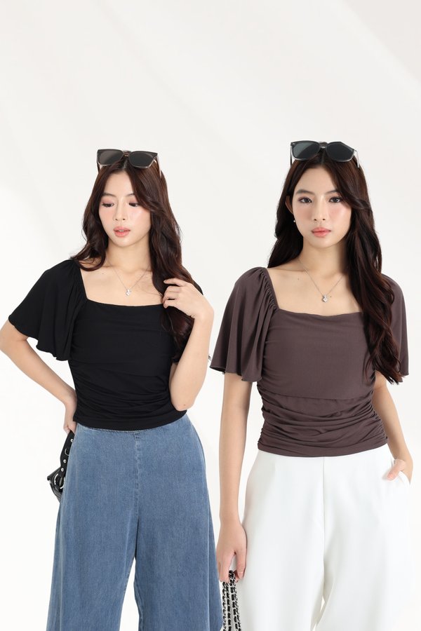 *TPZ BAMBOO* CAS REGULAR FLUTTER TOP (MULTIPLE COLOURS)
