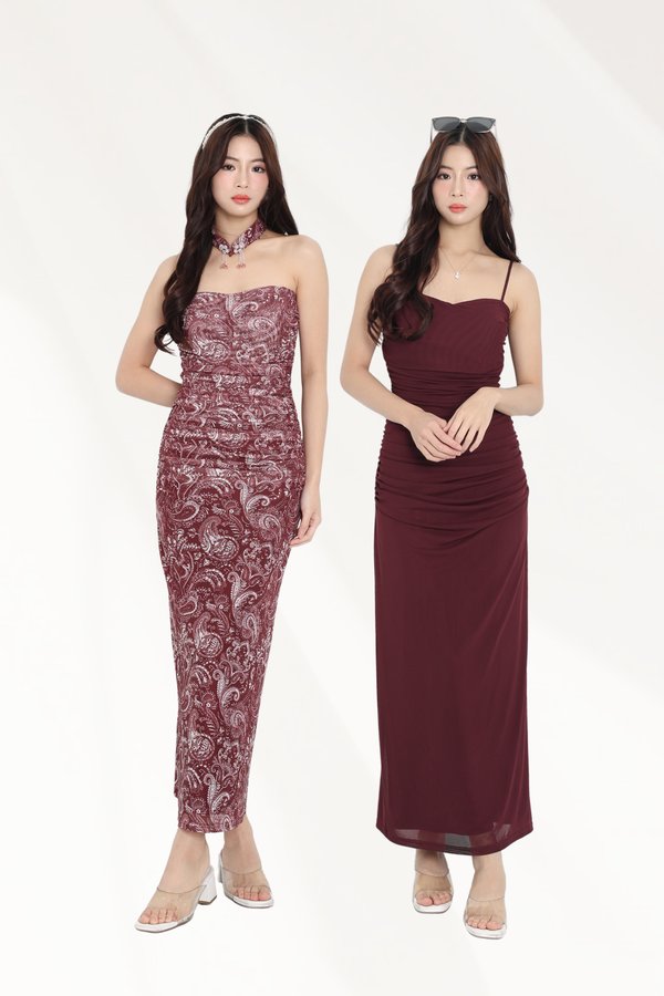 (PREORDER) *TPZ LUXE MESH* LERIA SWEETHEART RUCHED MAXI *WITH REMOVABLE EXQUISITE COLLAR* (MULTIPLE COLOURS)