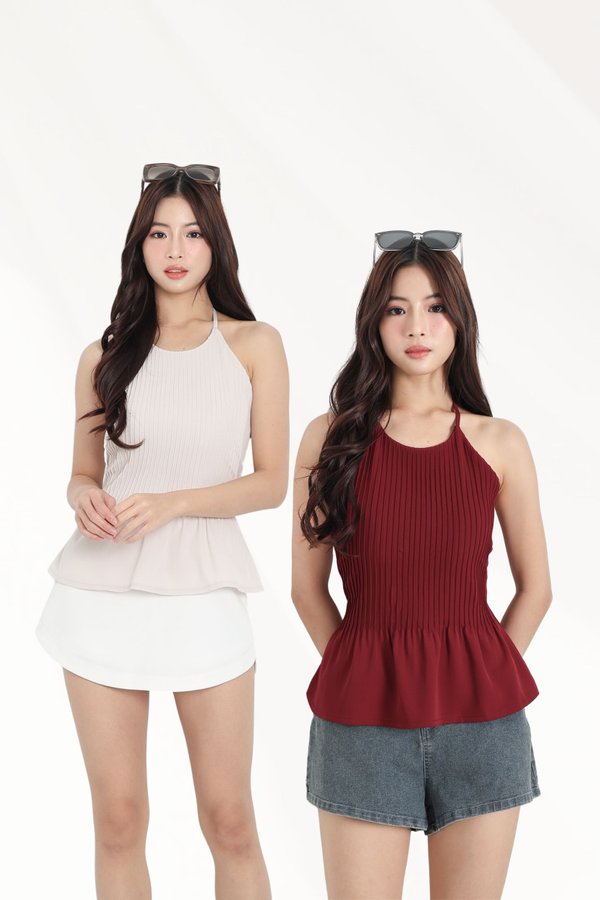 (PREORDER) *TPZ* KESTER BABYDOLL HALTER TOP (SOLID COLOURS)