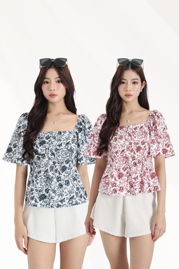 (PREORDER) *TPZ* KESTER PLEATED FLUTTER TOP (TOILE DE ABUNDANCE COLOURS)