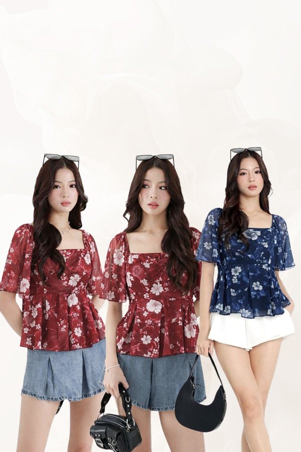 (PREORDER) *TPZ LUXE MESH* ZELDA MESH FLUTTER SLEEVES TOP (BLOOM OF FORTUNE COLOURS)