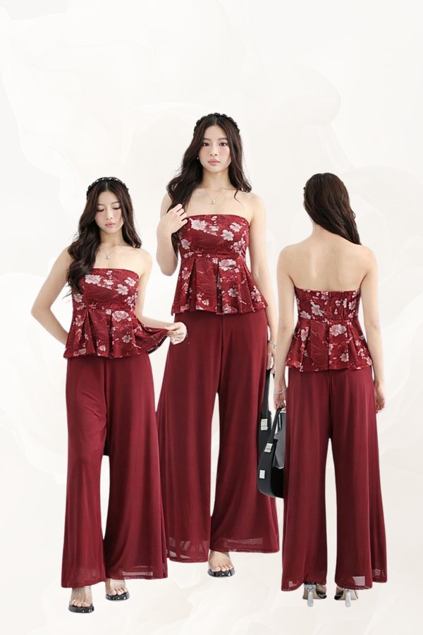 (PREORDER) *TPZ LUXE MESH* ZELDA PLEATED FLOWY TOP (BLOOM OF FORTUNE COLOURS)