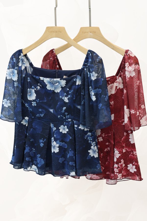 (PREORDER) *TPZ LUXE MESH* ZELDA MESH FLUTTER SLEEVES TOP (BLOOM OF FORTUNE COLOURS)