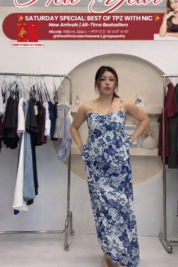 *TPZ HOUSE OF PLEATS* VELLA MESH BABYDOLL PLEATED TOP (BATIK PRINT)