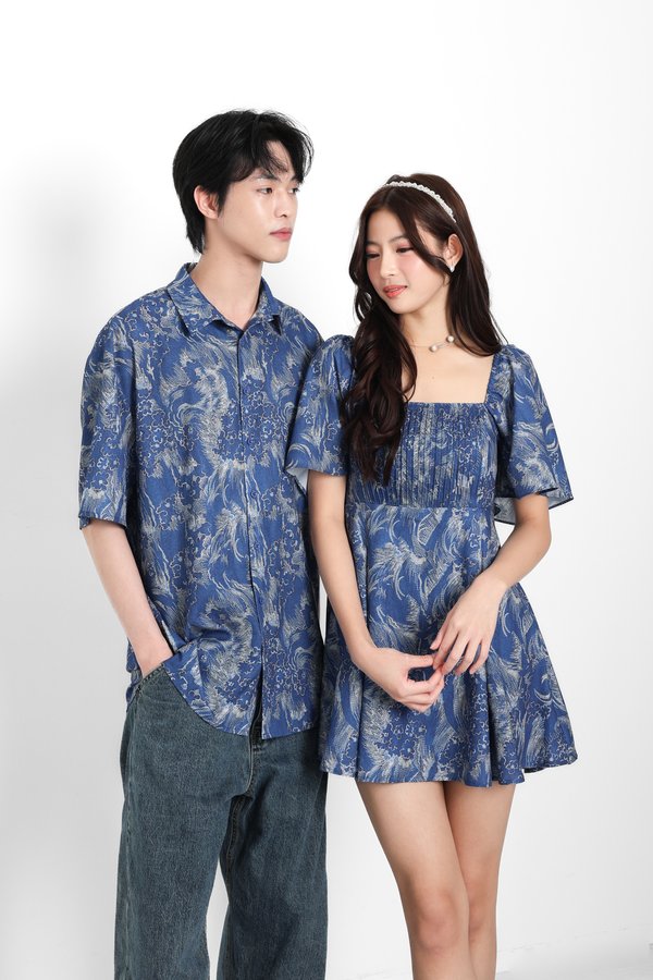 *TPZ* ELLESTER FLUTTER DRESS ROMPER *WITH DETACHABLE SHORTS* (STROKES OF FORTUNE COLOURS)