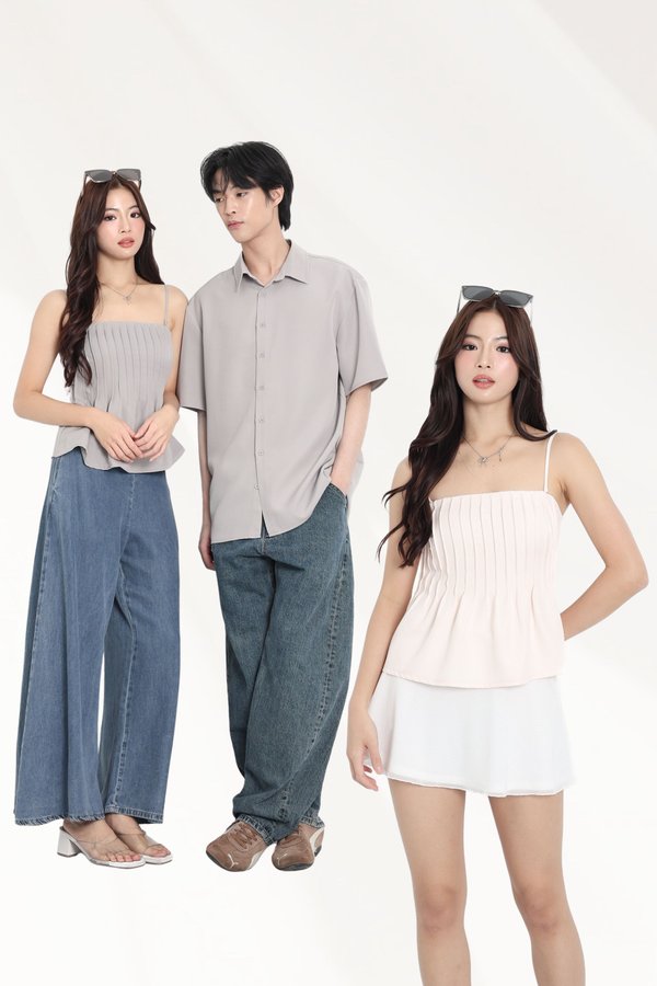 (PREORDER) *TPZ* CASLIE PLEATED BABYDOLL TOP (SOLID COLOURS)