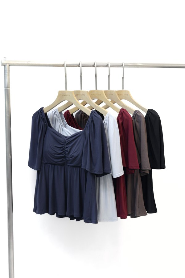 *TPZ BAMBOO* DYNASTY BABYDOLL FLUTTER TOP (MULTIPLE COLOURS)