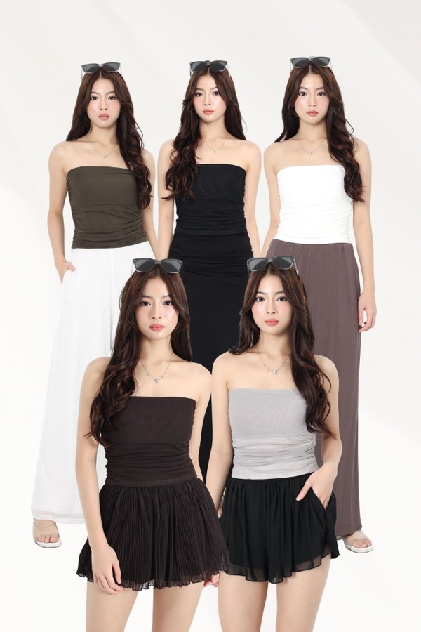 *TPZ LUXE MESH* LILA RUCHED TOP (MULTIPLE COLOURS)