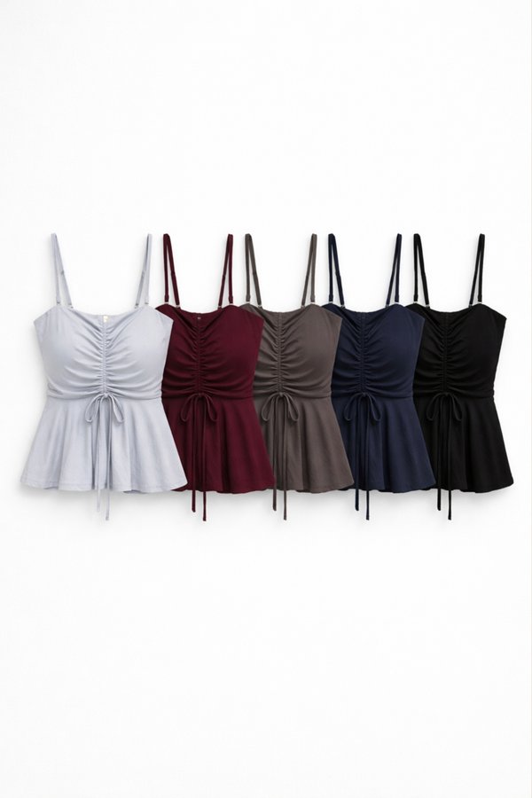 *TPZ BAMBOO* AIRI RUCHED TOP (MULTIPLE COLOURS)