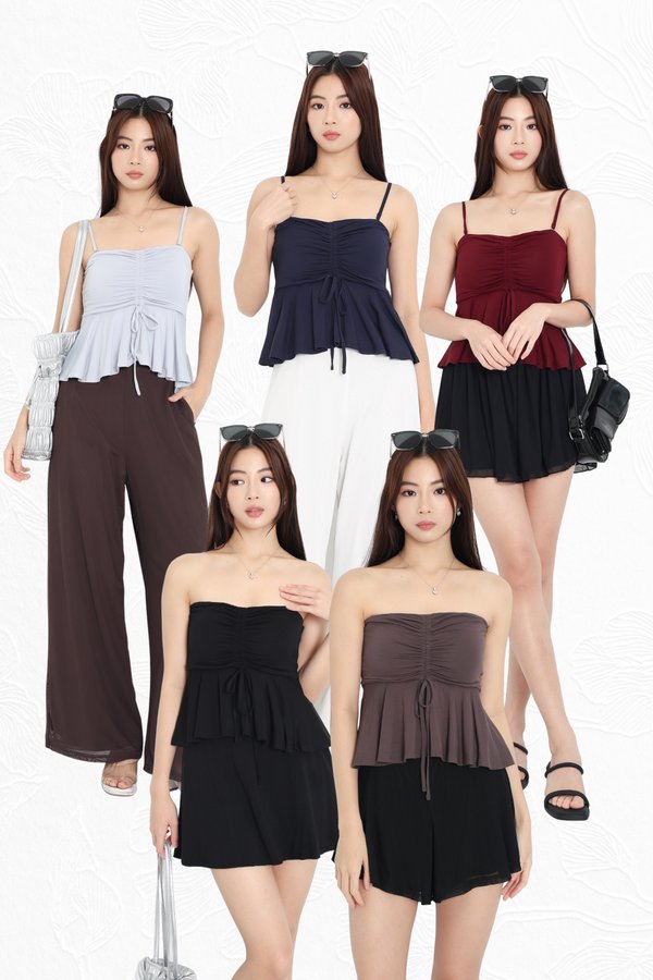 *TPZ BAMBOO* AIRI RUCHED BABYDOLL TOP (MULTIPLE COLOURS)