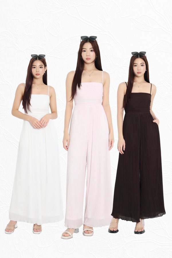 *HOUSE OF PLEATS* CELLA (PETITE) MESH PLEATED JUMPSUIT (MULTIPLE COLOURS)