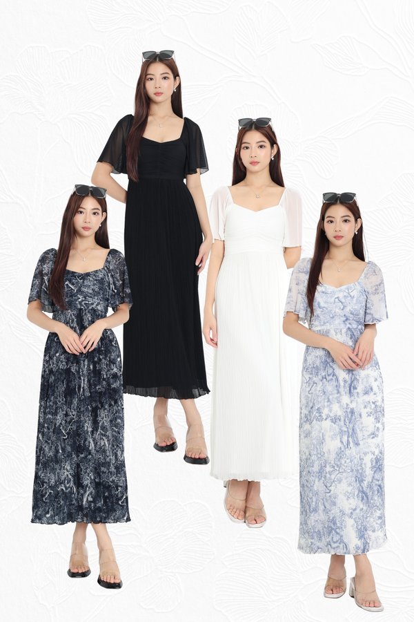 *HOUSE OF PLEATS* VELLA MESH FLUTTER MAXI DRESS (MULTIPLE COLOURS)