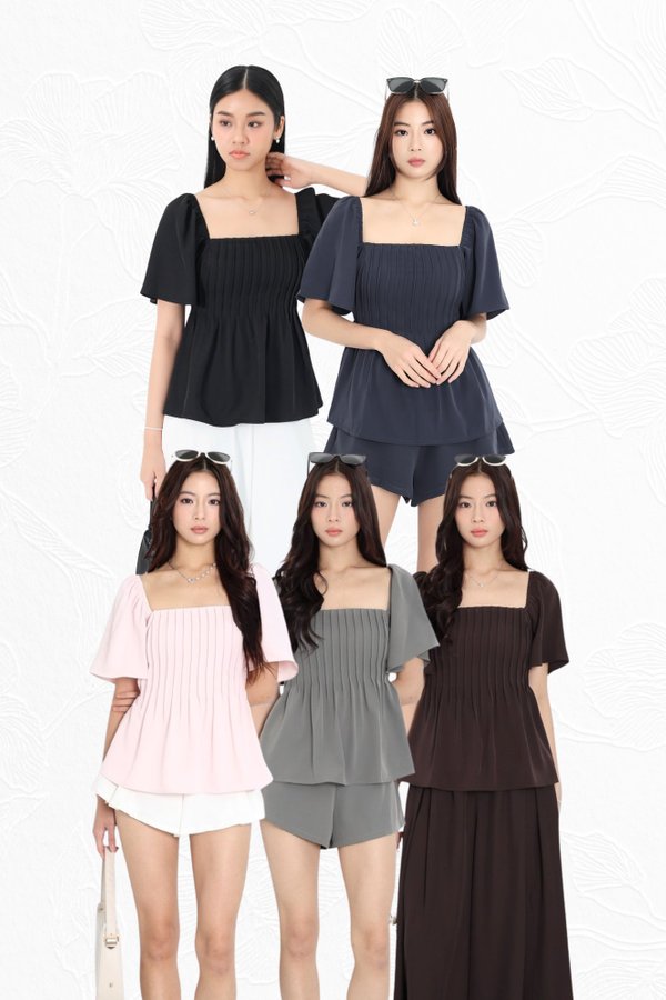 *TPZ* HESTER FLUTTER SLEEVES TOP (MULTIPLE COLOURS)