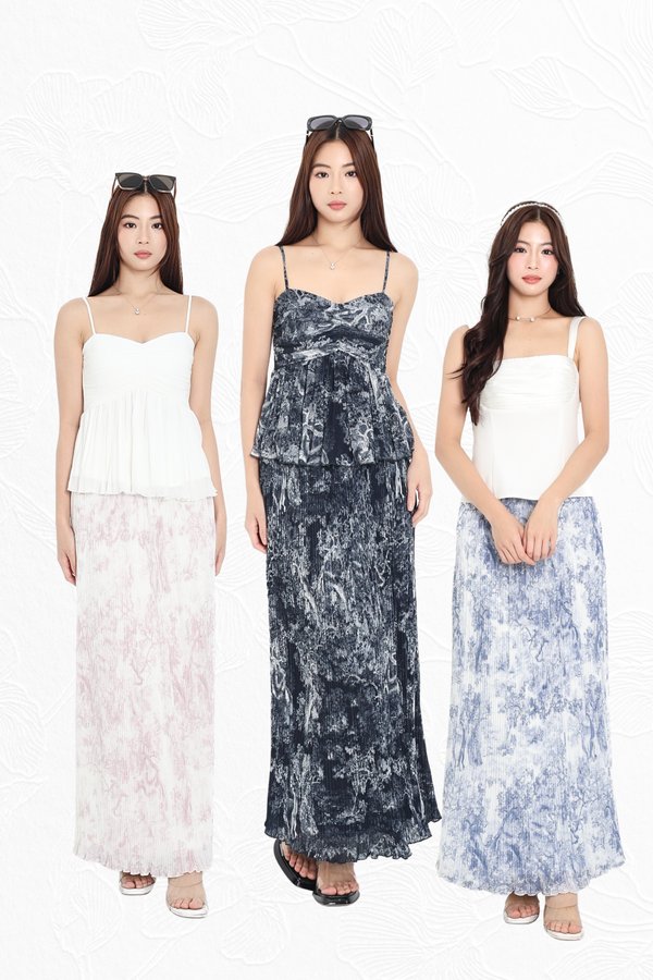 *TPZ HOUSE OF PLEATS* STELLA MESH PLEATED MAXI SKIRT (TOILE COLOURS)