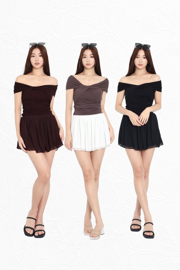 *TPZ LUXE MESH* ZELLA MESH RUCHED SKORTS (MULTIPLE COLOURS)