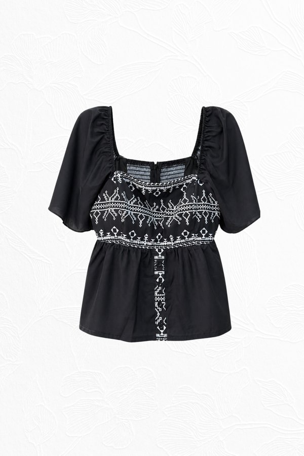 ZAYLA BOHO FLUTTER BABYDOLL TOP