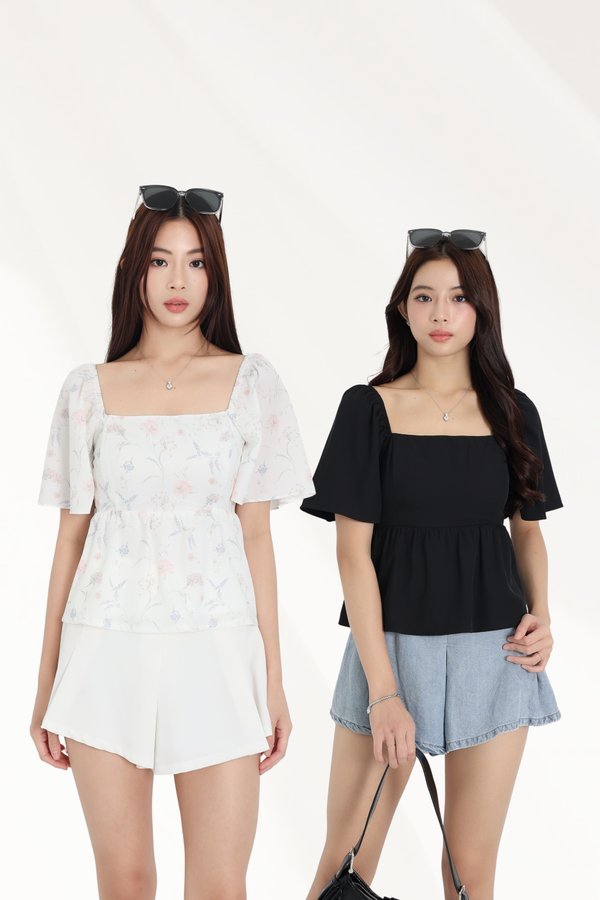 *TPZ* KAIA BABYDOLL FLUTTER TOP (MULTIPLE COLOURS)