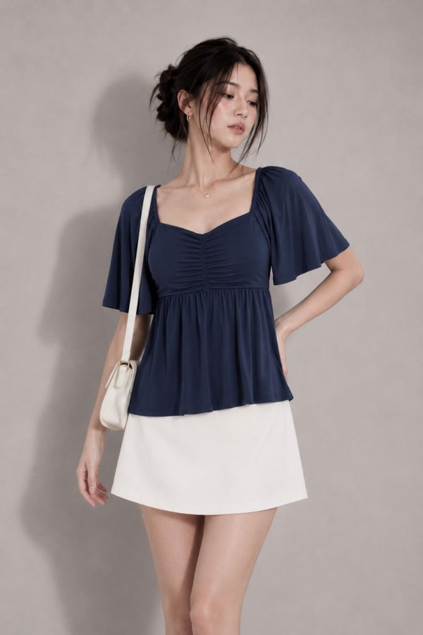 *TPZ BAMBOO* DYNASTY BABYDOLL FLUTTER TOP (MULTIPLE COLOURS)