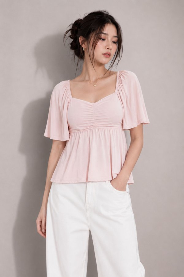 *TPZ BAMBOO* DYNASTY BABYDOLL FLUTTER TOP (MULTIPLE COLOURS)