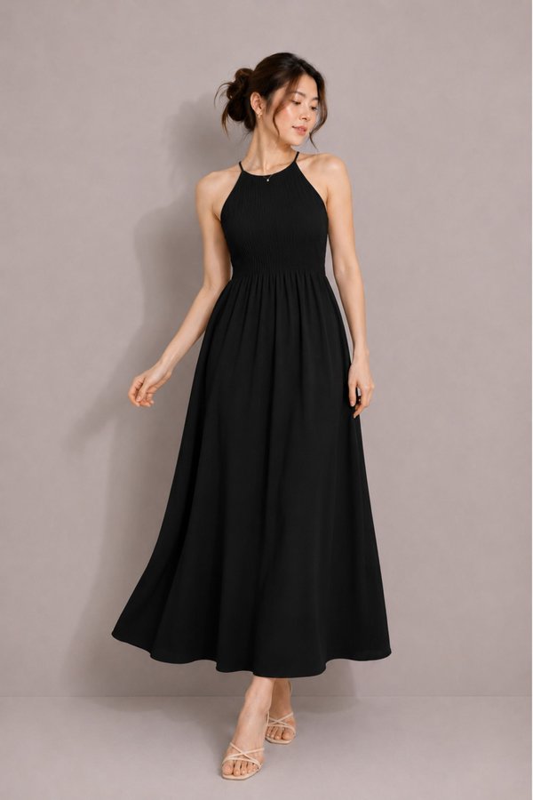 *TPZ* KESTER PLEATED HALTER MAXI (MULTIPLE COLOURS)