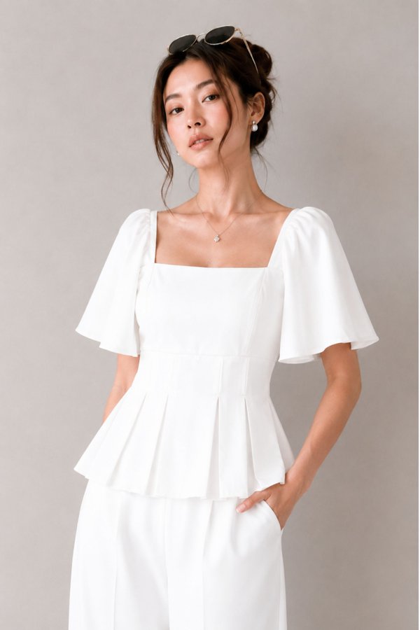 *TPZ* FALA PLEATED FLUTTER SLEEVES TOP (MULTIPLE COLOURS)
