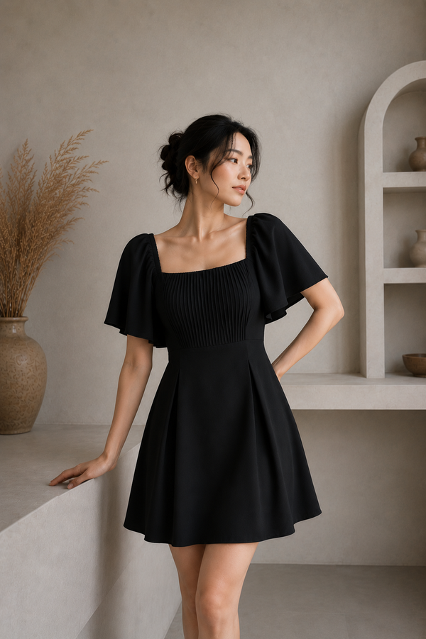 *TPZ* ELLESTER FLUTTER DRESS ROMPER *WITH DETACHABLE SHORTS* (MULTIPLE COLOURS)