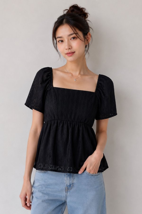 *TPZ* KIMELLE LACE FLUTTER TOP (MULTIPLE COLOURS)