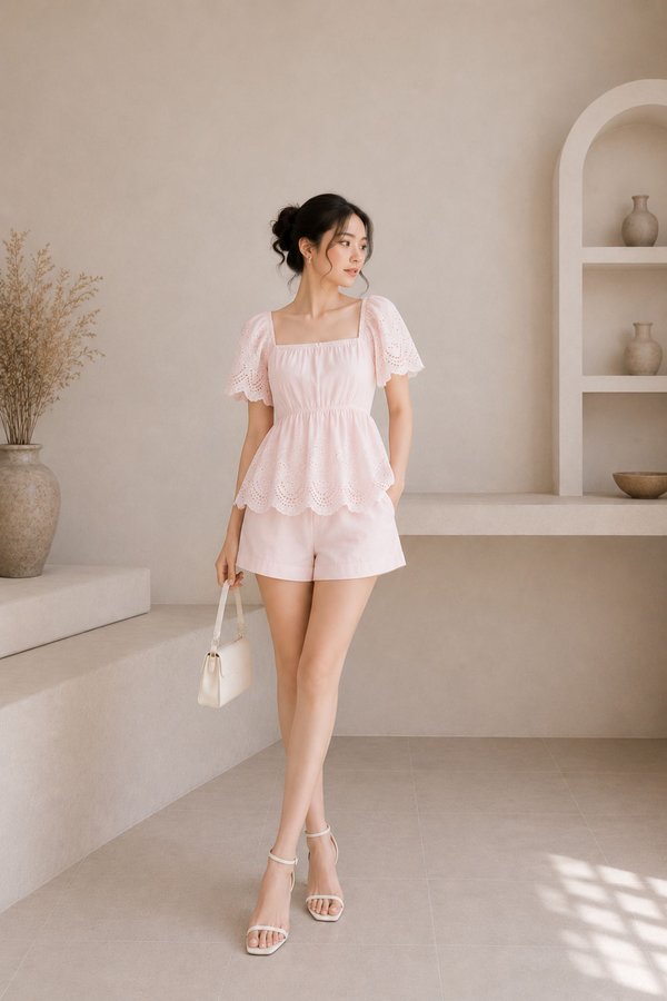 *TPZ* JUNELLE EYELET FLUTTER EMBROIDERY SCALLOP HEM TOP (MULTIPLE COLOURS)
