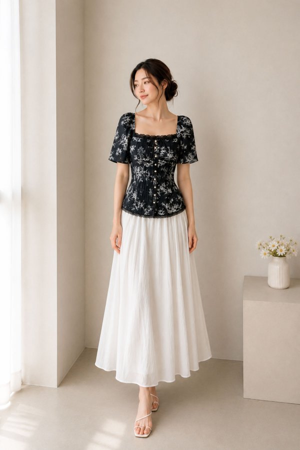*TPZ X NICOLECHOWWW* MERMAID PEARL LACE FLUTTER TOP (TOILE DE NOVA)