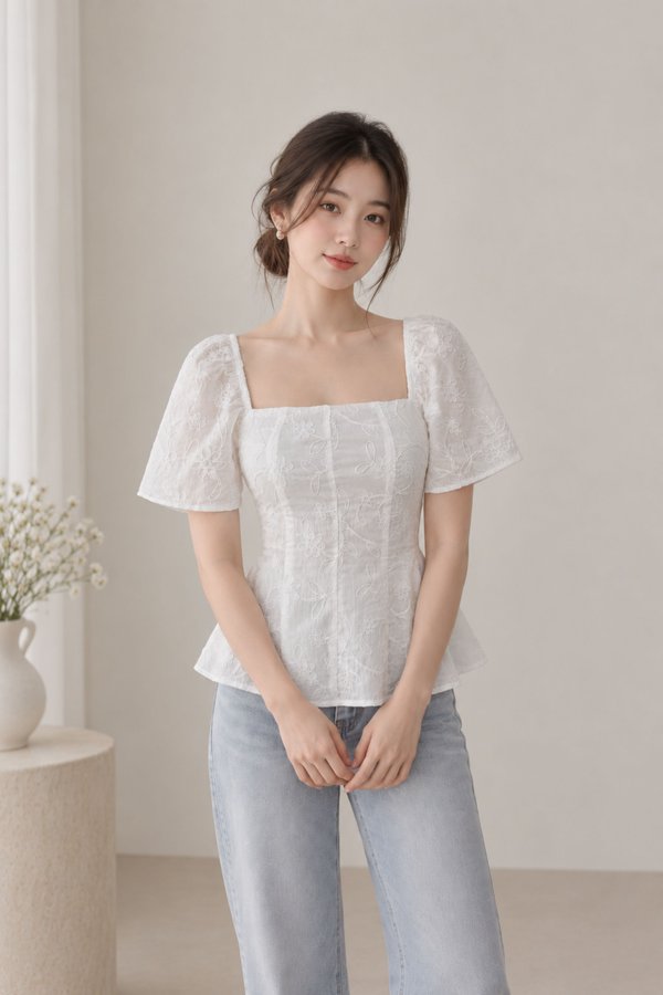 *TPZ* KIRELLE FLORAL EMBROIDERY FLUTTER TOP (MULTIPLE COLOURS)