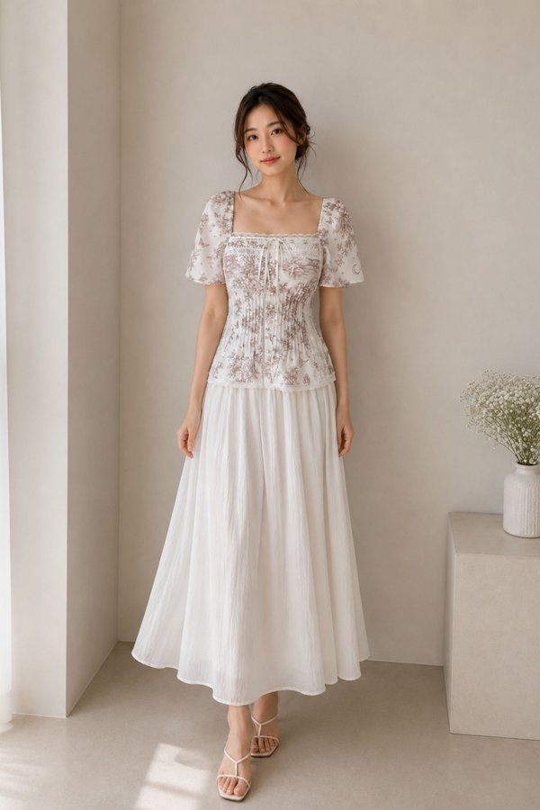 *TPZ X NICOLECHOWWW* MERMAID PEARL LACE FLUTTER TOP (TOILE DE NOVA)