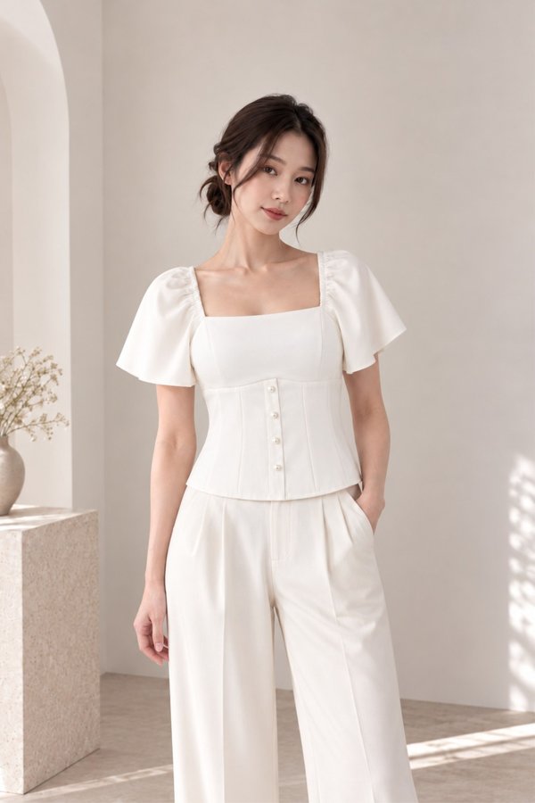 *TPZ* ODELLE PEARL FLUTTER TOP (MULTIPLE COLOURS)