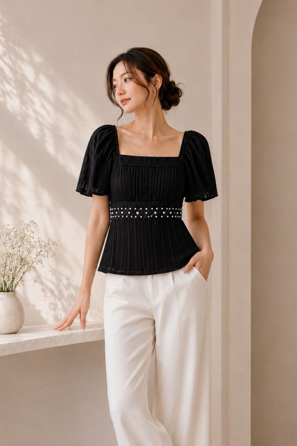 *HOUSE OF HER* ASTELLE STARRY PEARL FLUTTER TOP (MULTIPLE COLOURS)