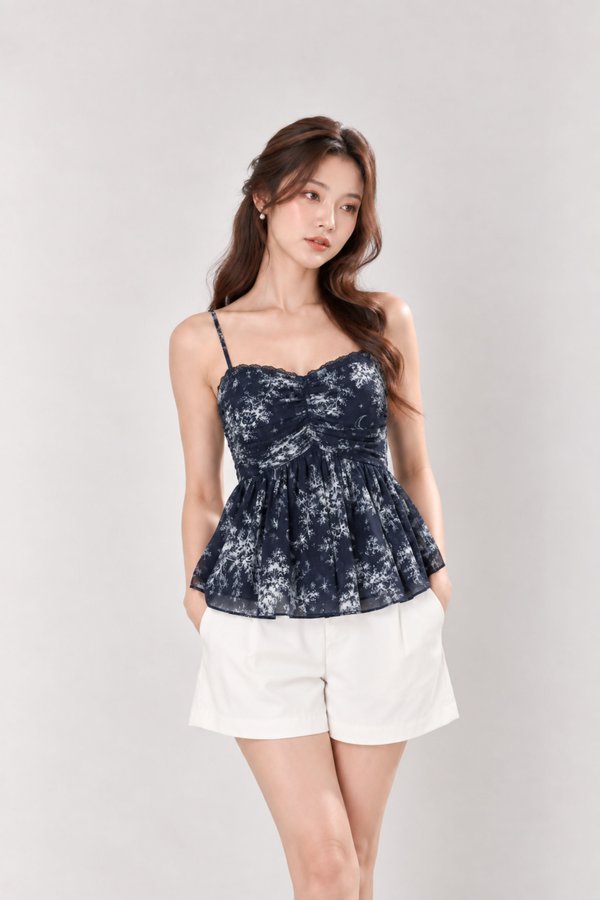 *HOUSE OF HER: LUXE MESH* VELLA MESH LACE BABYDOLL PLEATED TOP (TOILE COLOURS)