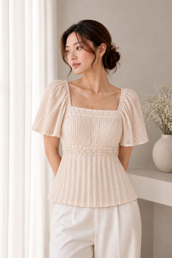 *HOUSE OF HER* ASTELLE STARRY PEARL FLUTTER TOP (MULTIPLE COLOURS)