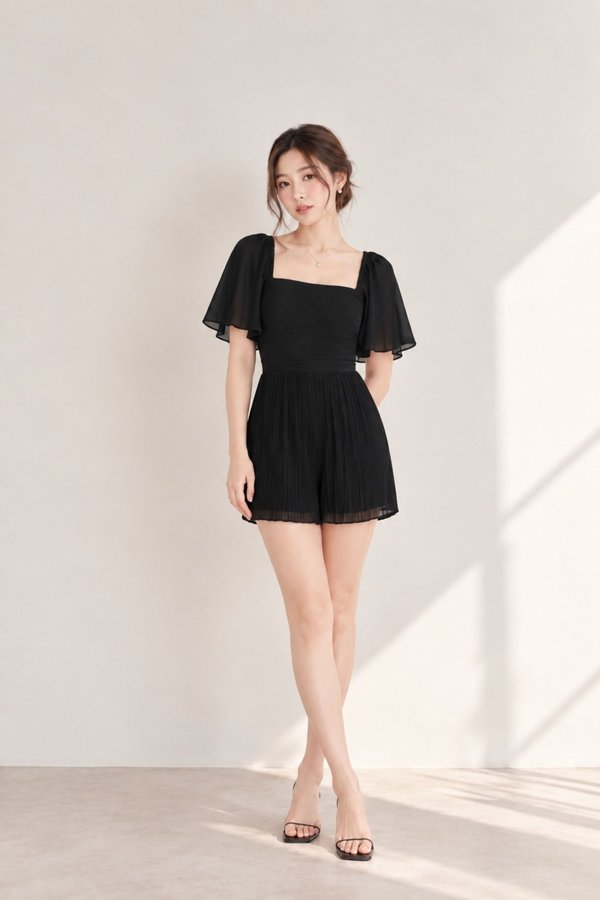 *HOUSE OF PLEATS* CELLA MESH PLEATED ROMPER (MULTIPLE COLOURS)
