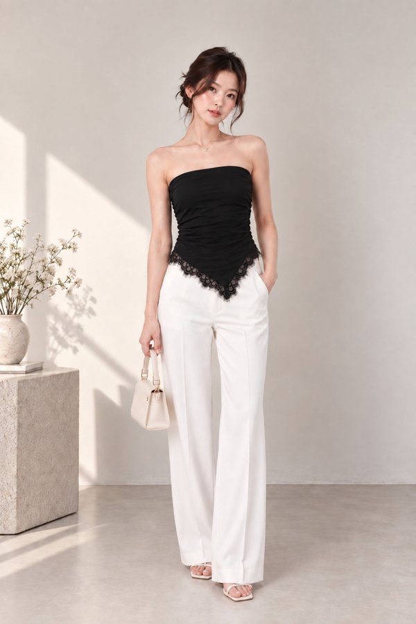 *TPZ BAMBOO* SERELLE ASYMMETRICAL LACE TOP (MULTIPLE COLOURS)