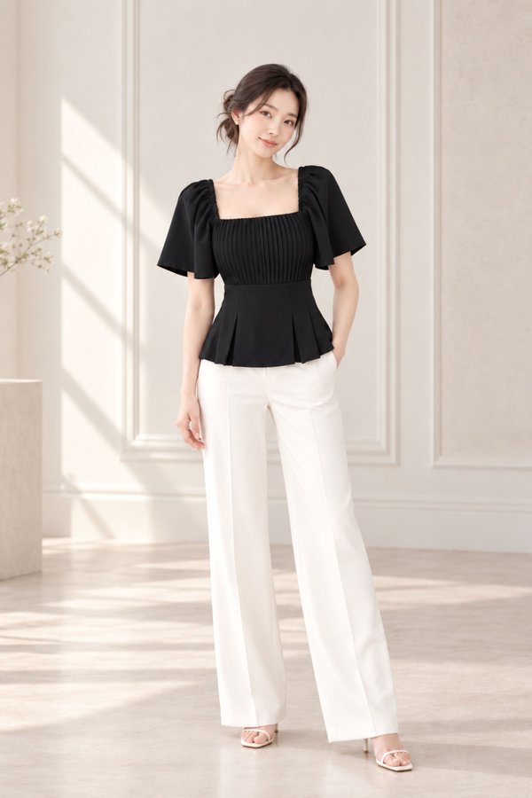 *TPZ* VICTORY PLEATED BABYDOLL TOP (MULTIPLE COLOURS)