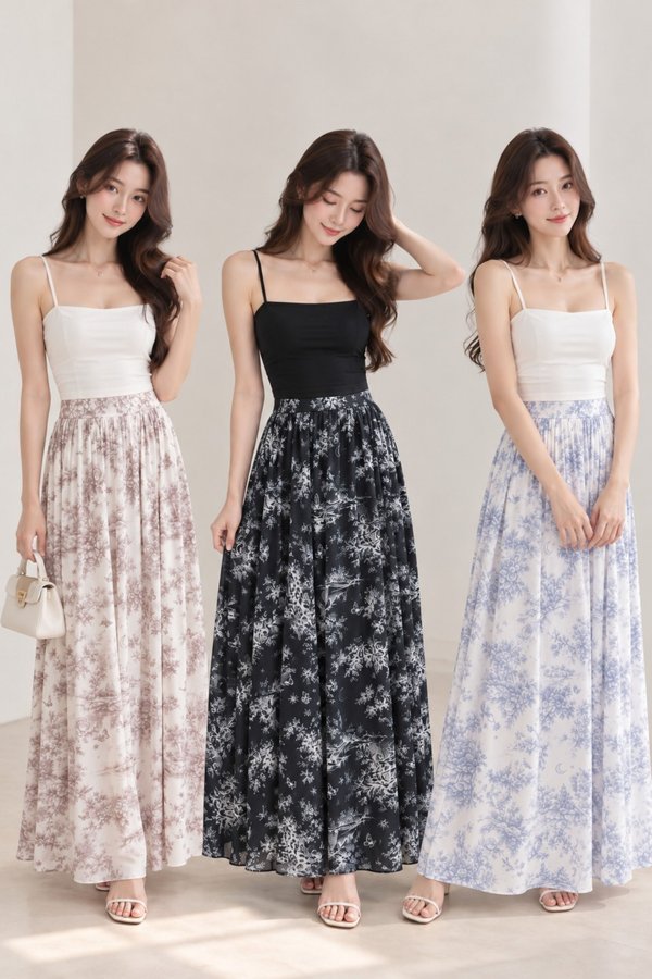 *TPZ LUXE MESH* ZELLA MESH RUCHED MAXI SKIRT (MULTIPLE TOILE COLOURS)