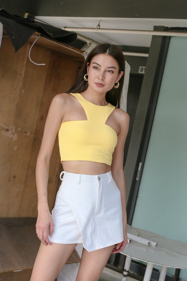 *TPZ* BACK STREET 2 WAYS RIBBED TOP IN BUTTERCUP YELLOW