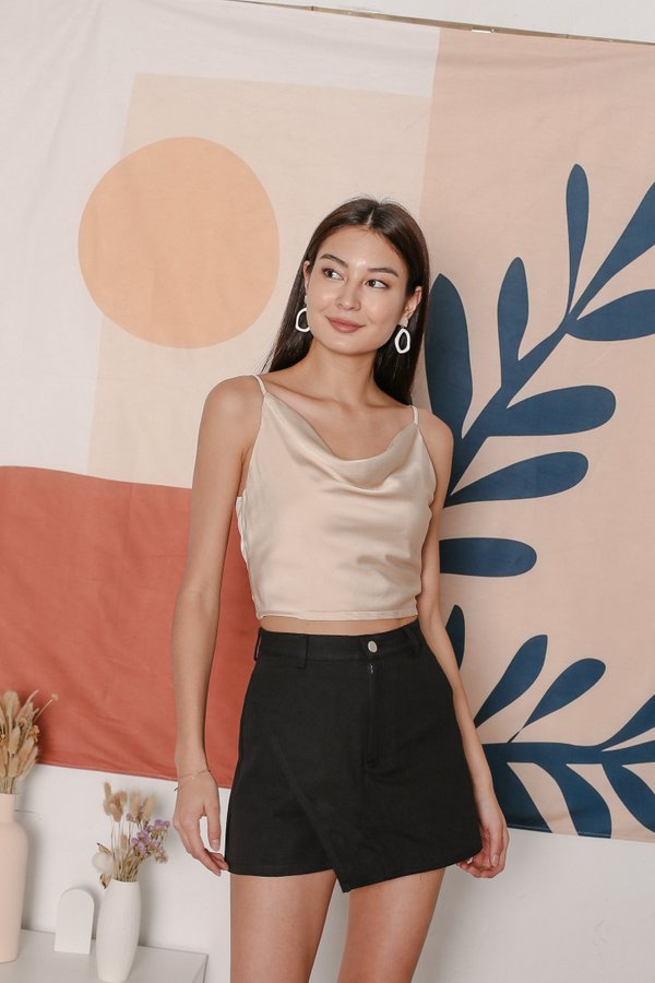 *TPZ* OVERLAP DENIM SKORTS IN BLACK