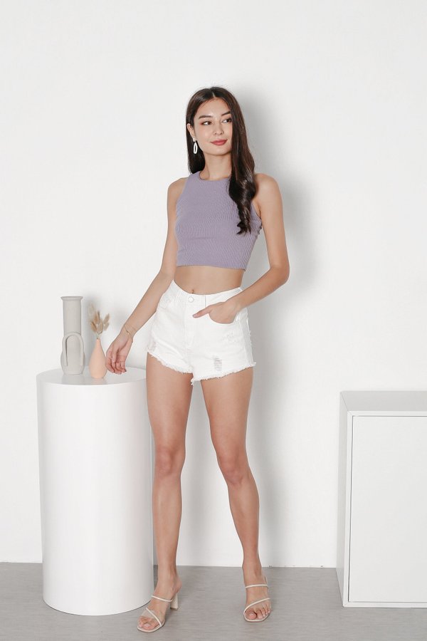 *TPZ* MADE FOR YOU RIPPED DENIM SHORTS IN WHITE