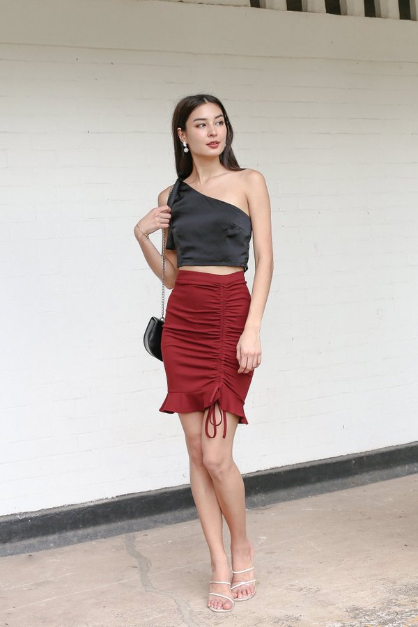 *TPZ* TWILIGHT TOGA SATIN TOP IN BLACK