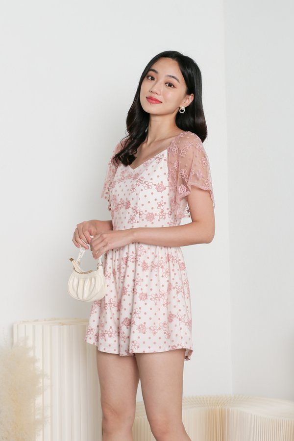 *TPZ* ESME EMBROIDERY LACE ROMPER IN DUSTY PINK